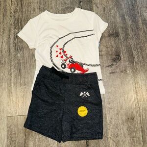 Cat & Jack Toddler Boys Racecar Shorts Outfit Set B5